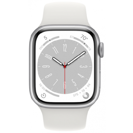 Умные часы Apple Watch Series 8 GPS, 41mm, Silver Aluminium Case with White Sport Band - Regular