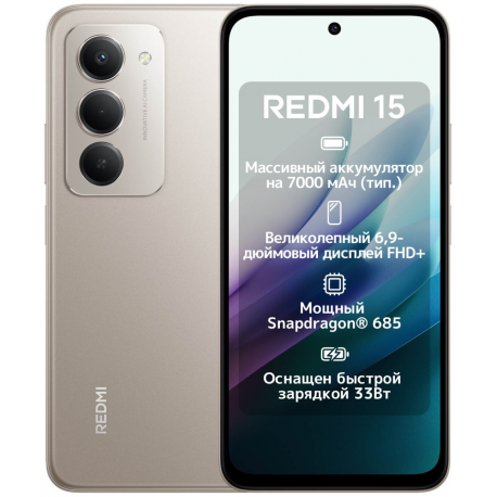 Смартфон Xiaomi Redmi 15 4G 8/256Gb серый